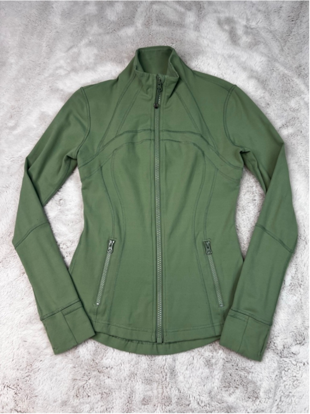 Lululemon Define Jacket Size 6 Green Fitted Full Zip Athletic Sweater Thumbholes